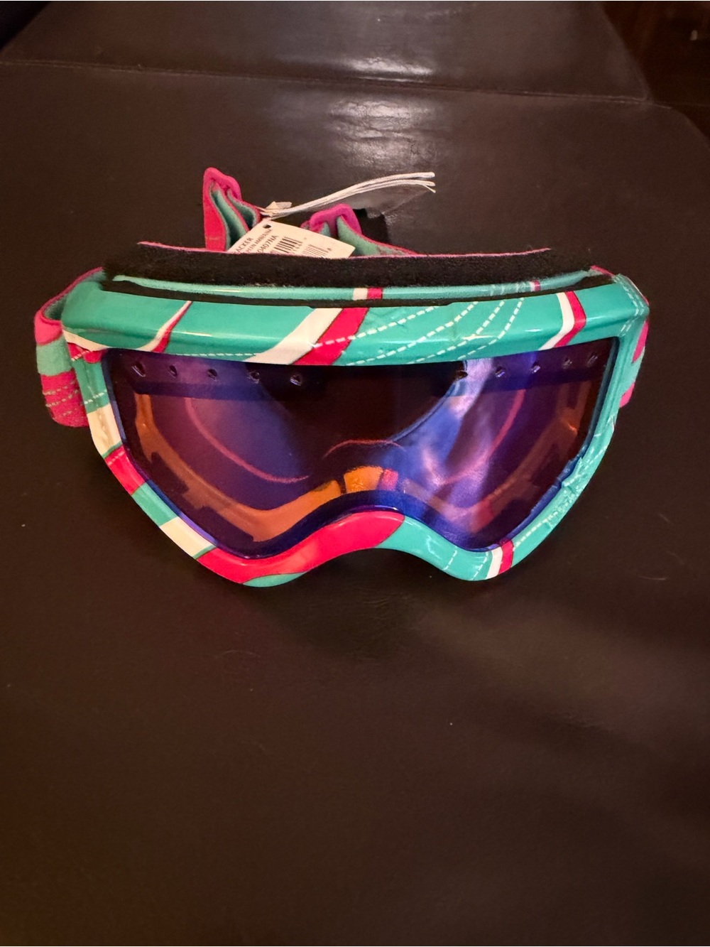 Teal and Pink Ski Goggles with Mirrored Lens
